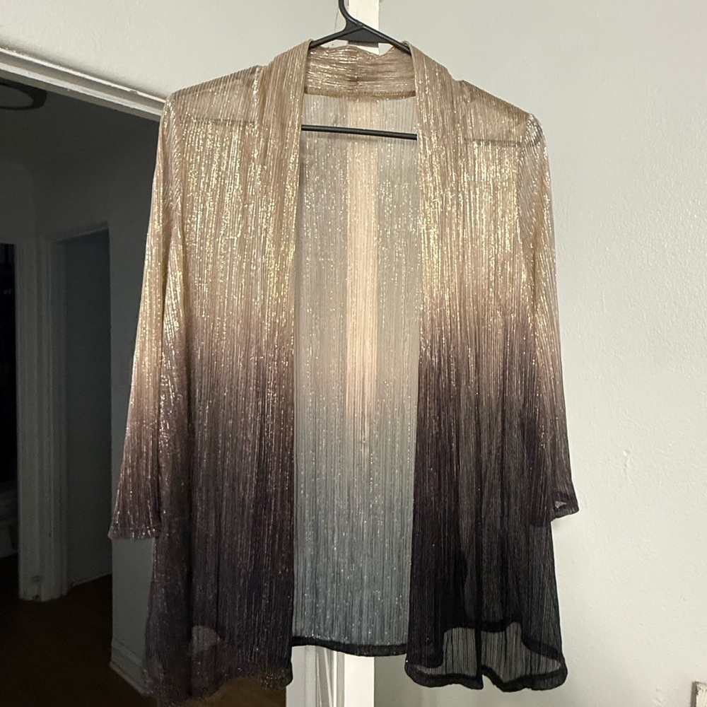 Gold and Brown Sheer Open Cardigan